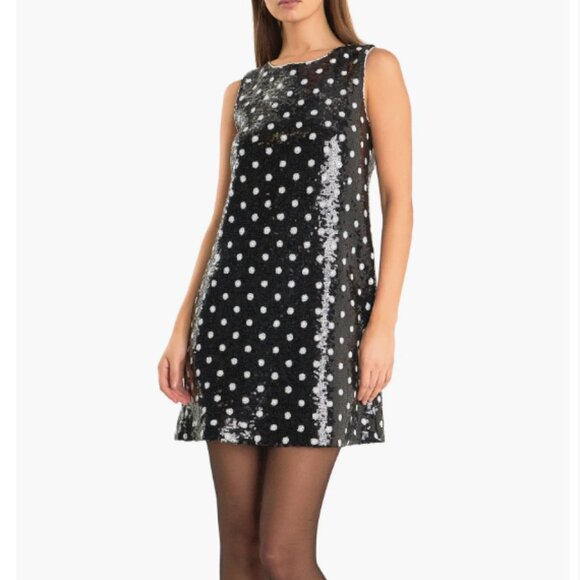 Dot Sequin Sleeveless A-Line Minidress Size M (Size 6 -8) - Picture 1 of 9